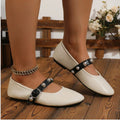 Ballet Flats Buckle Strap Soft Leather