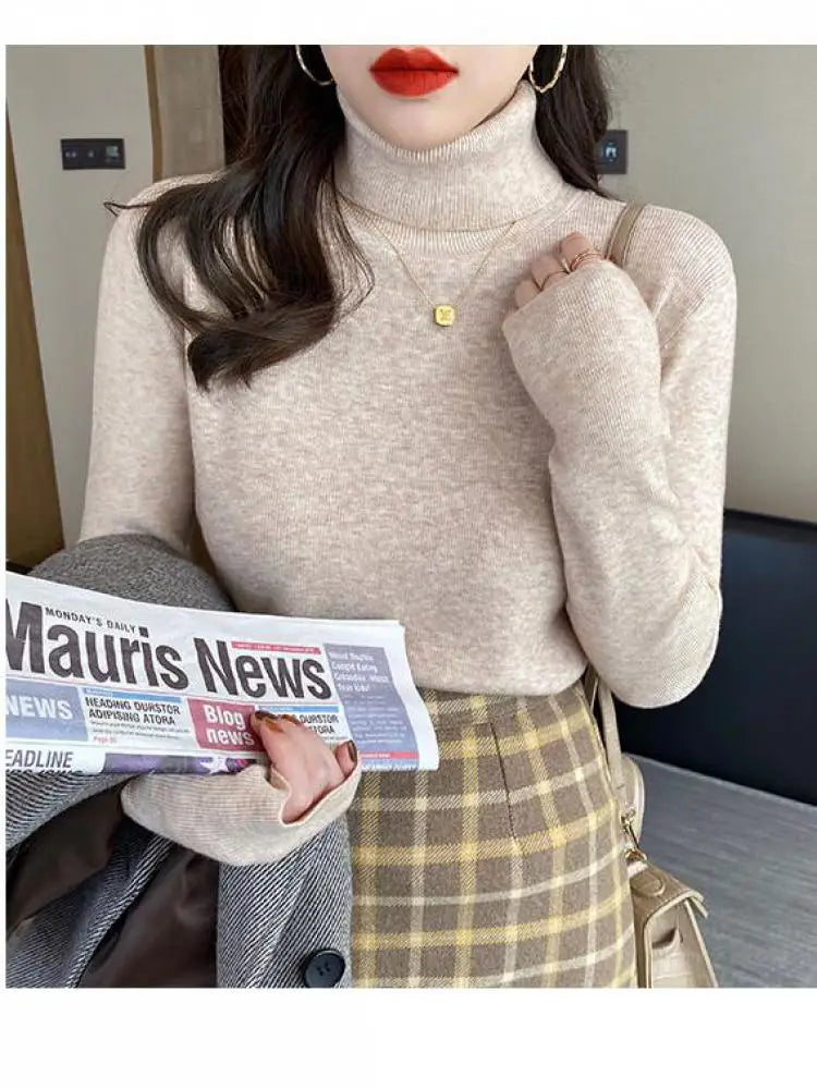 Basic Slim soft solid color turtleneck Sweater - Other