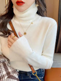 Basic Slim soft solid color turtleneck Sweater - WHITE / One Size - Other