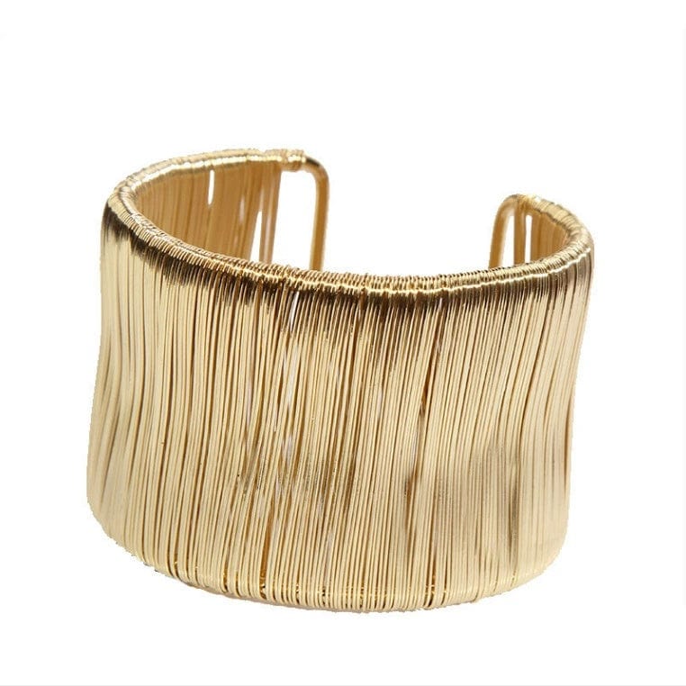 Handcrafted Gold-plated Geometric Cuff Bracelets And Boho-chic Metal Tassel Arm Rings With Vintage-inspired Exaggerated Water Drop Designs, Offering Unisex Luxury Accessories In Open Bangle Styles - Norellé