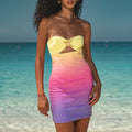 Beach Holiday Strapless Women’s Dress - 02 Yellow / L