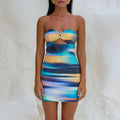 Beach Holiday Strapless Women’s Dress - 04 Blue / L