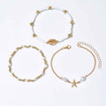 Beach Vacation Bead Shell Starfish Foot Ornaments Anklet Three-piece Set - Norellé