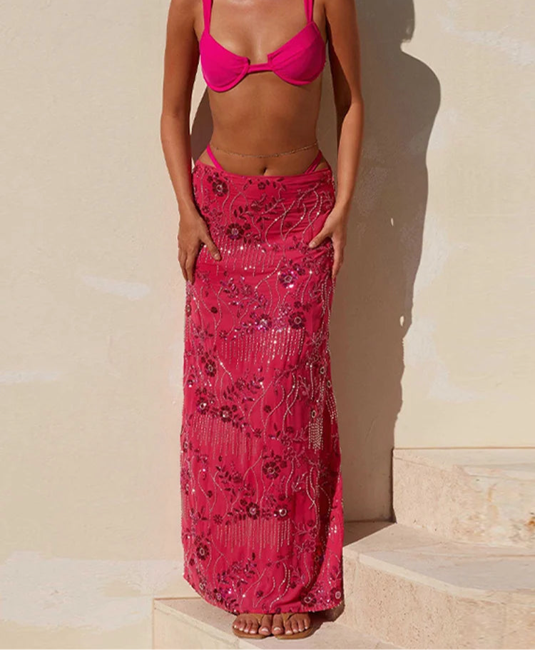 Beading Sequined Long Skirt Women