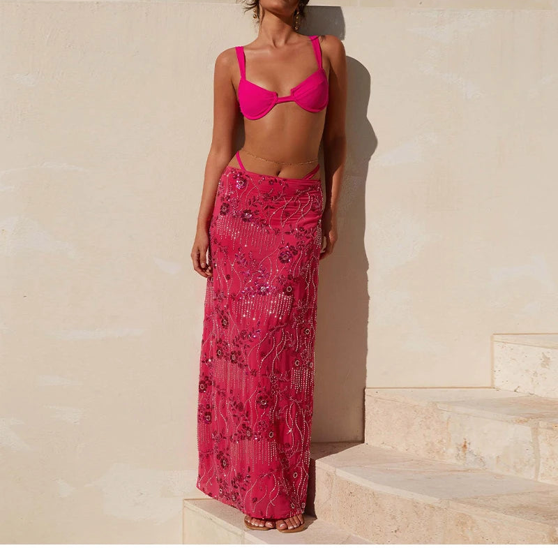 Beading Sequined Long Skirt Women