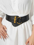 Beige Button-Up Elastic Waist Belt