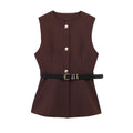 Belt Simple Sleeveless Shirt Bandage Dress Waist-tight Vest - electronic accessories