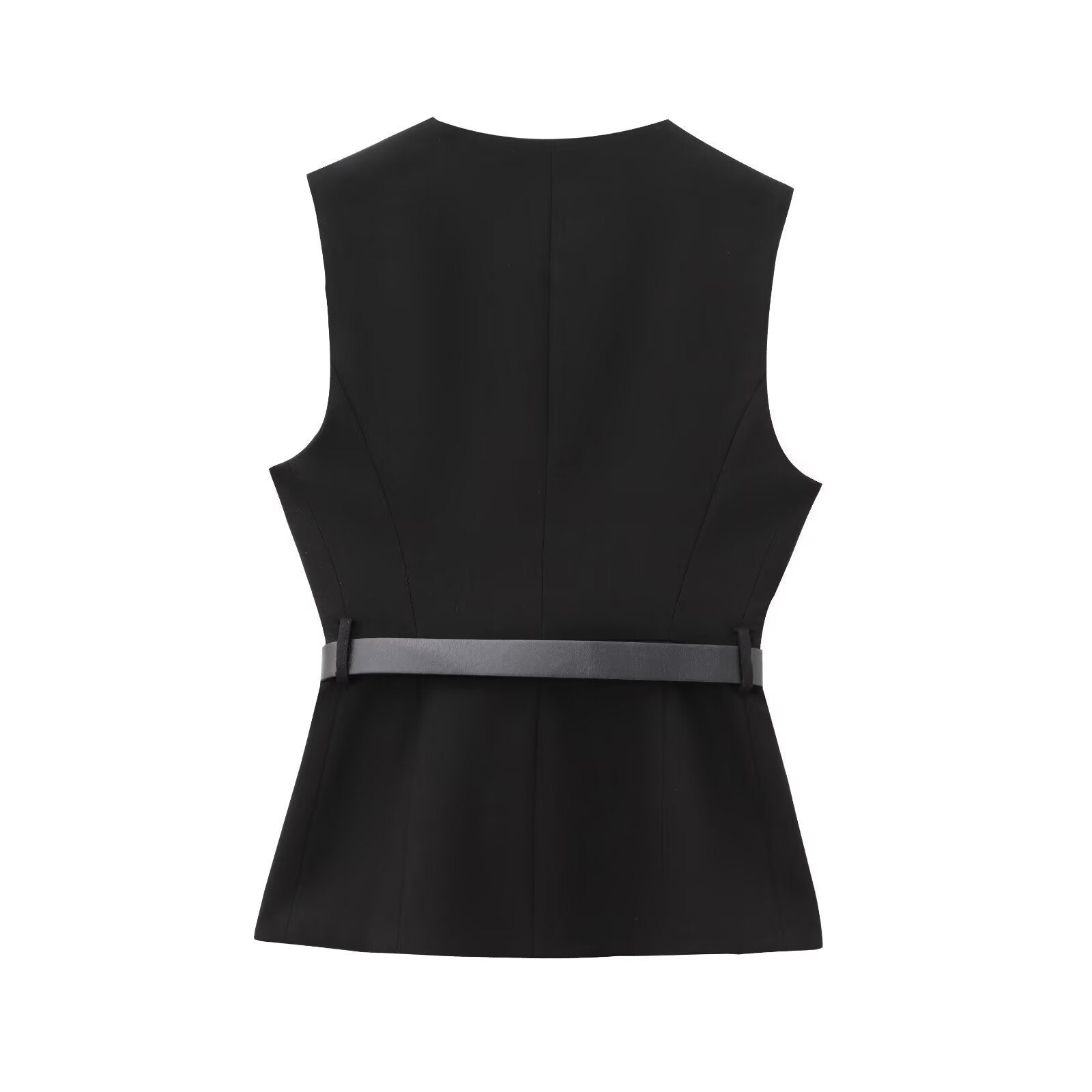 Belt Simple Sleeveless Shirt Bandage Dress Waist-tight Vest - Norellé