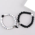 Black And White Love Magnet Suction Couple Bracelet Pair - ZJ4235 - electronic accessories