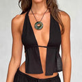 Black Crop Top Lace Splicing Camisole For Women