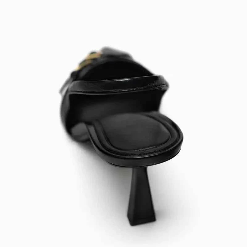 Black Cross Belt Buckle High Heels