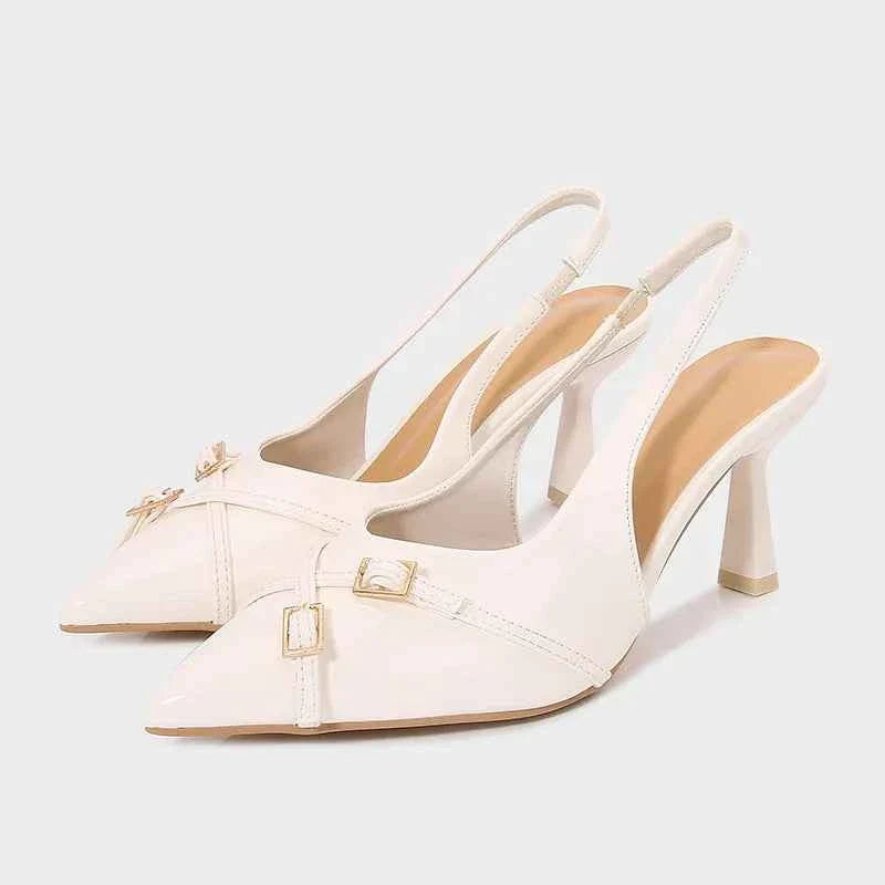 Black Cross Belt Buckle High Heels