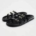 Black Flat Buckle Sandals for Women - 3 / 40