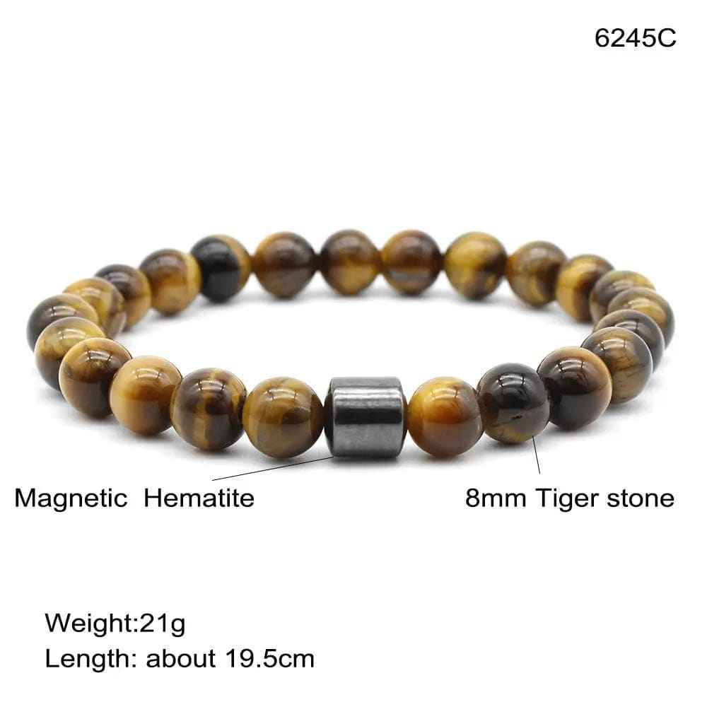 Black Stone Tiger Eye Bead Bracelet - Norellé