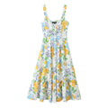 Blended Linen Printing Midi Skirt Dress - Picture Color / L - Other