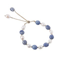 Blue Aventurine Freshwater Pearl Crystal Bracelet For Women - Gold 19cm - electronic accessories
