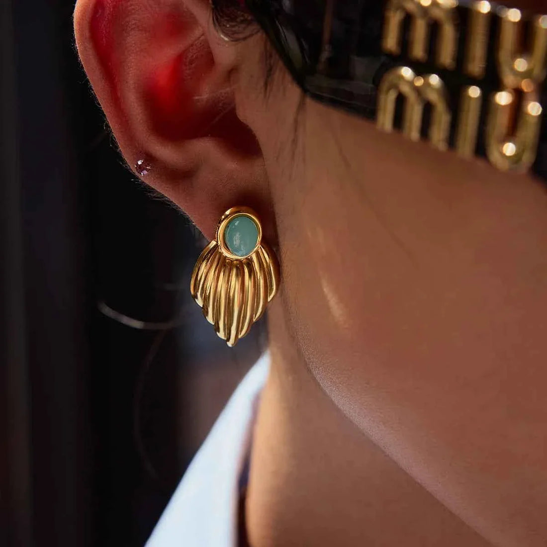 Blue Stone Stainless Steel Earrings