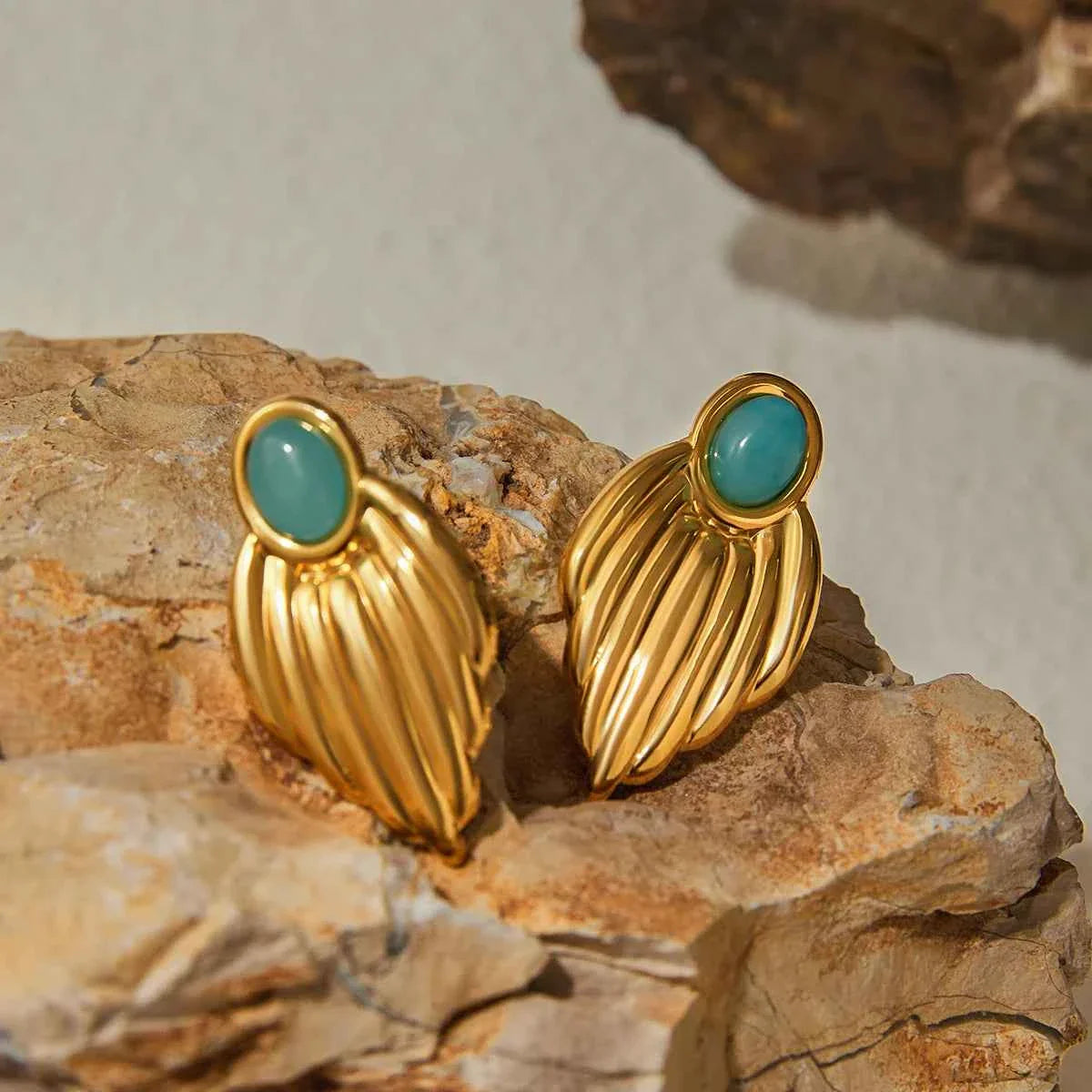 Blue Stone Stainless Steel Earrings