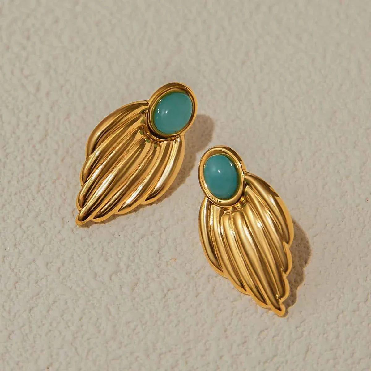 Blue Stone Stainless Steel Earrings