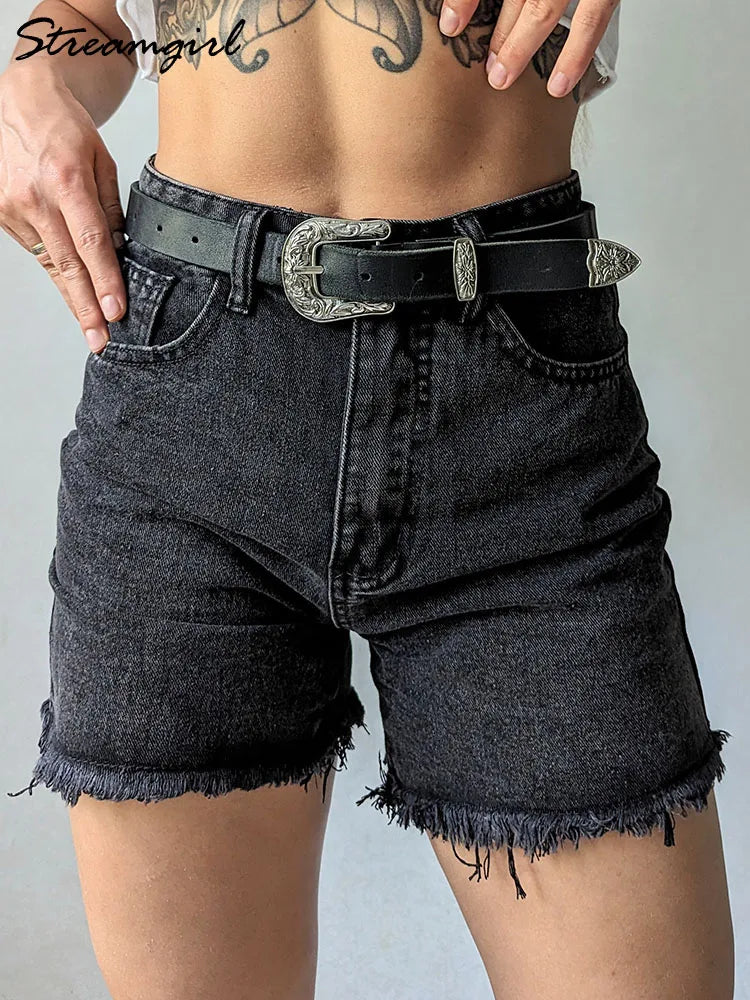 Blue Women’s Denim Shorts Summer High Waist Casual Chic - Other