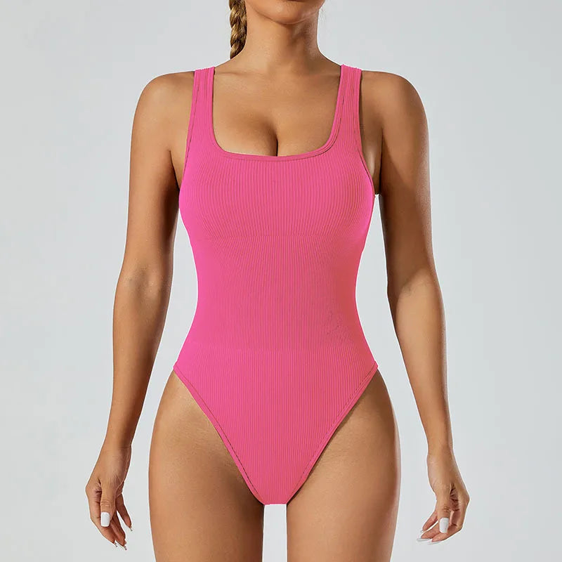 Body Shaping Thread Sports Yoga Underwear High Elasticity Fitness Jumpsuit - rose / L / CHINA