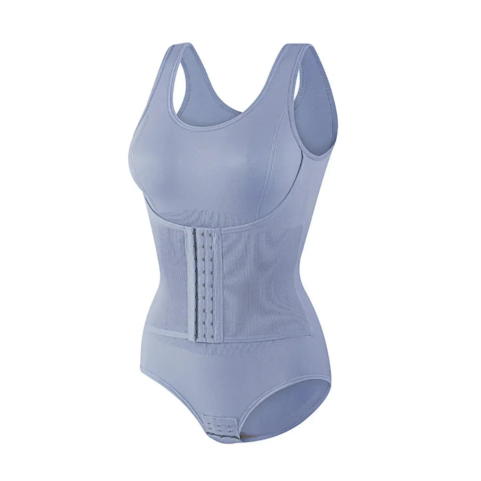 Bodysuit Shapewear With Zipper Belt Women Tummy Control - Blue / XXL