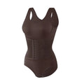 Bodysuit Shapewear With Zipper Belt Women Tummy Control - Coffee / XXL