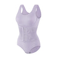 Bodysuit Shapewear With Zipper Belt Women Tummy Control - Purple / XXXL