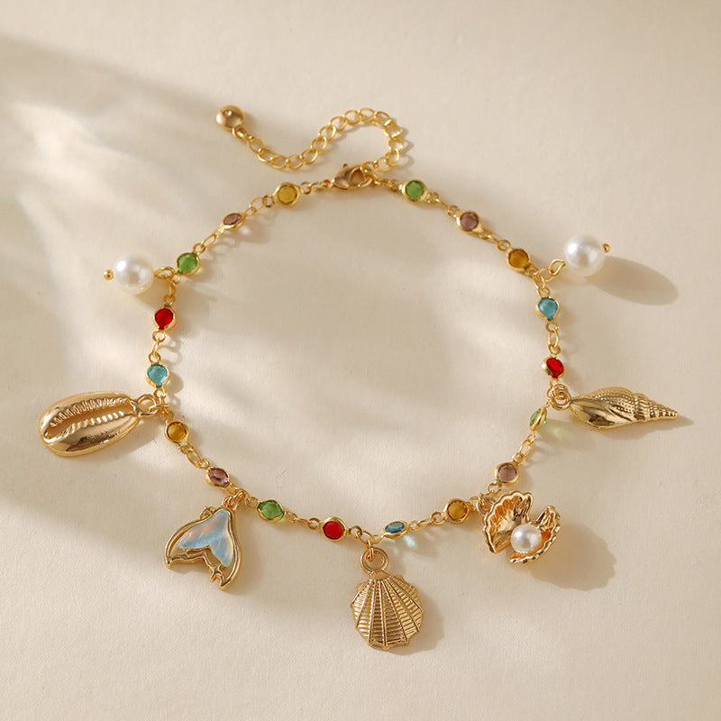 Bohemian Anklet Copper Plating 18K Real Gold Chain - KA0274 / electronic accessories