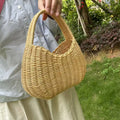 Bohemian Style Handmade Bamboo Woven Handbag - apricot
