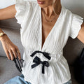 Bow Cardigan Shirt Women - White / L - Other