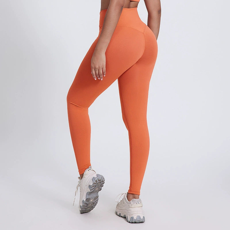 Bright Yoga Pants Outer Wear Nude Feel Hip Lifting - 5038 Orange / 10 XL - Other