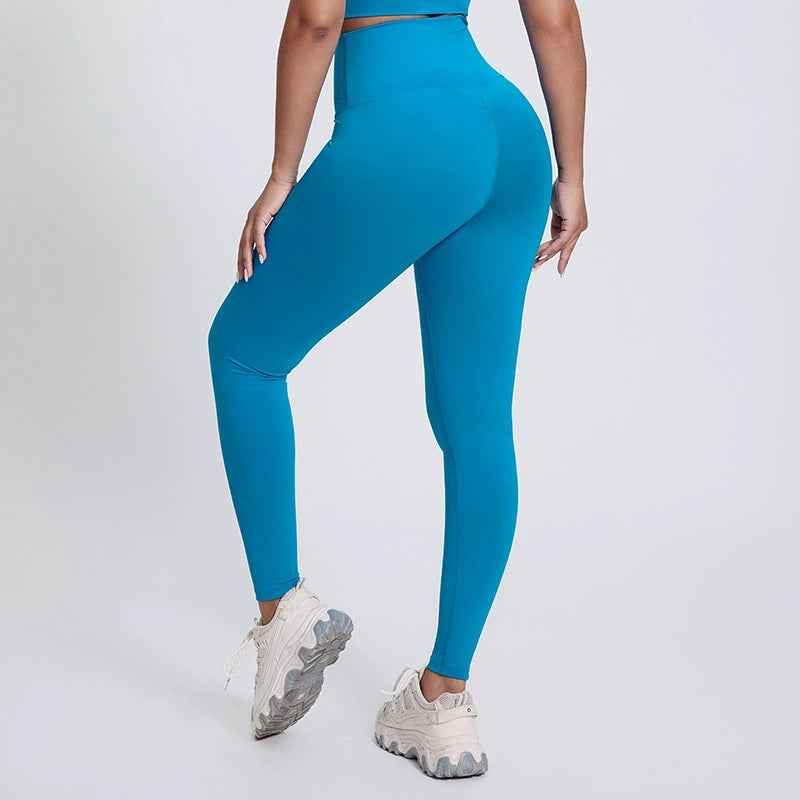 Bright Yoga Pants Outer Wear Nude Feel Hip Lifting - 5038 Sapphire Blue / 10 XL - Other