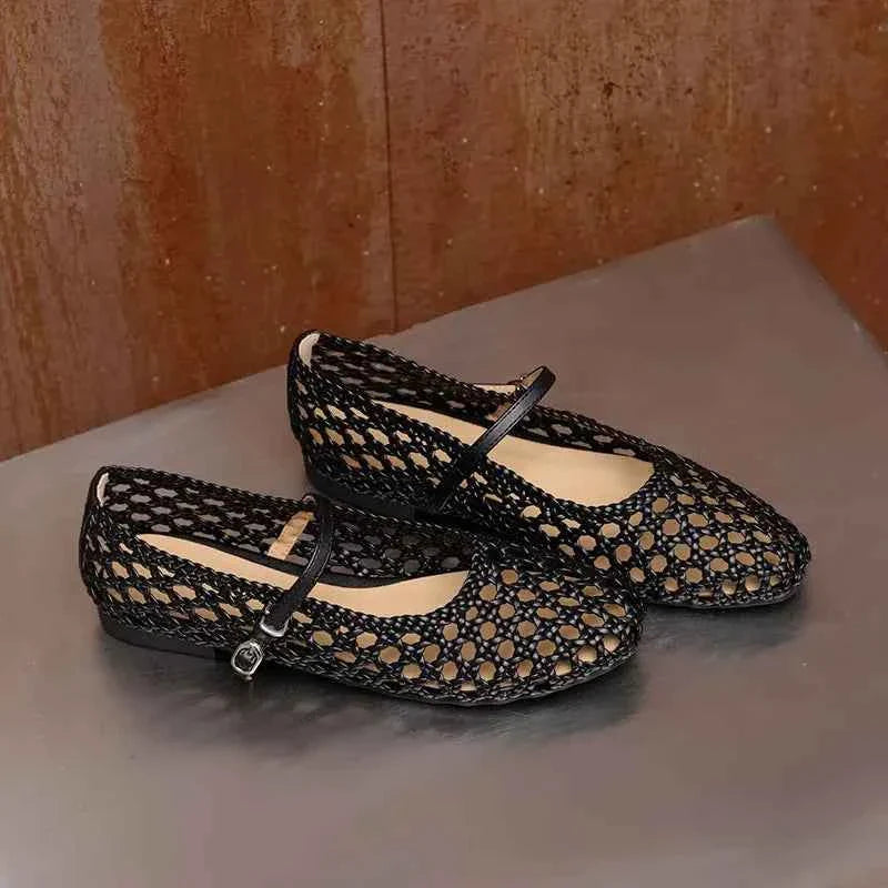 Brown Hollow Out Design Women Flats