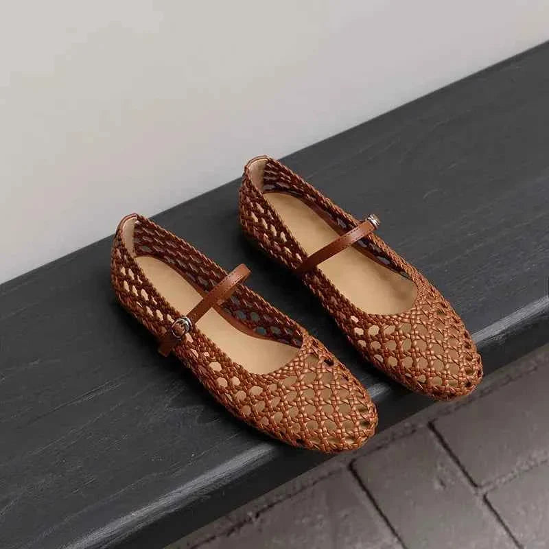 Brown Hollow Out Design Women Flats