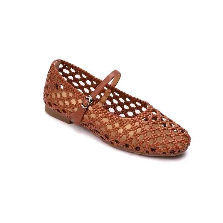 Brown Hollow Out Design Women Flats