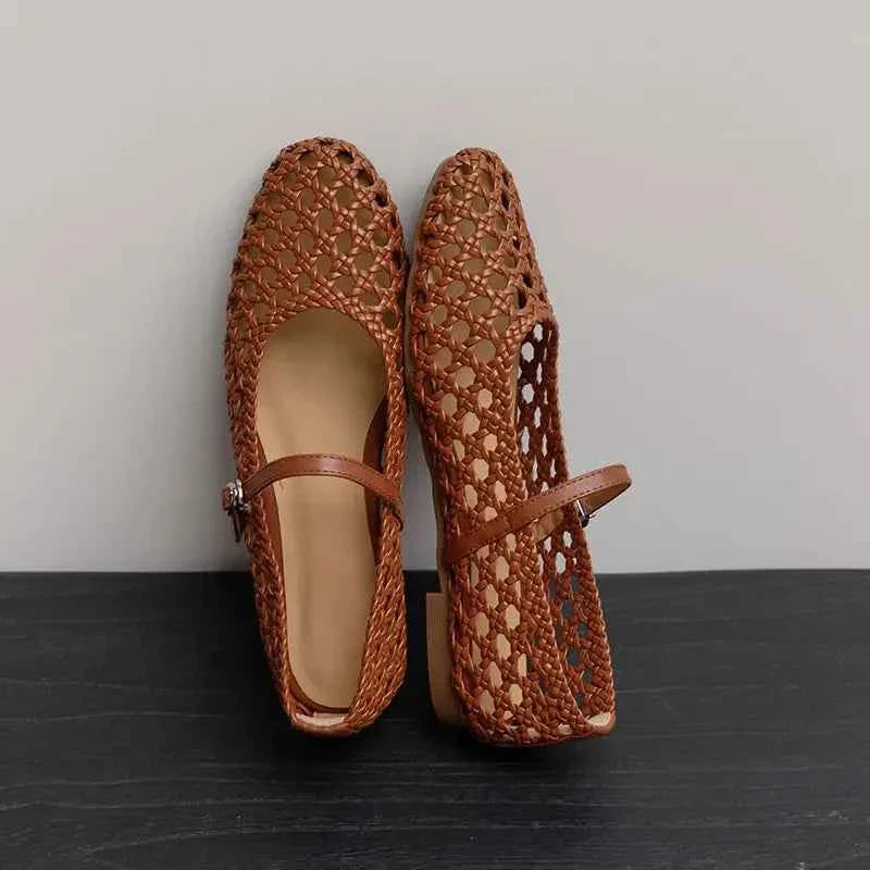 Brown Hollow Out Design Women Flats