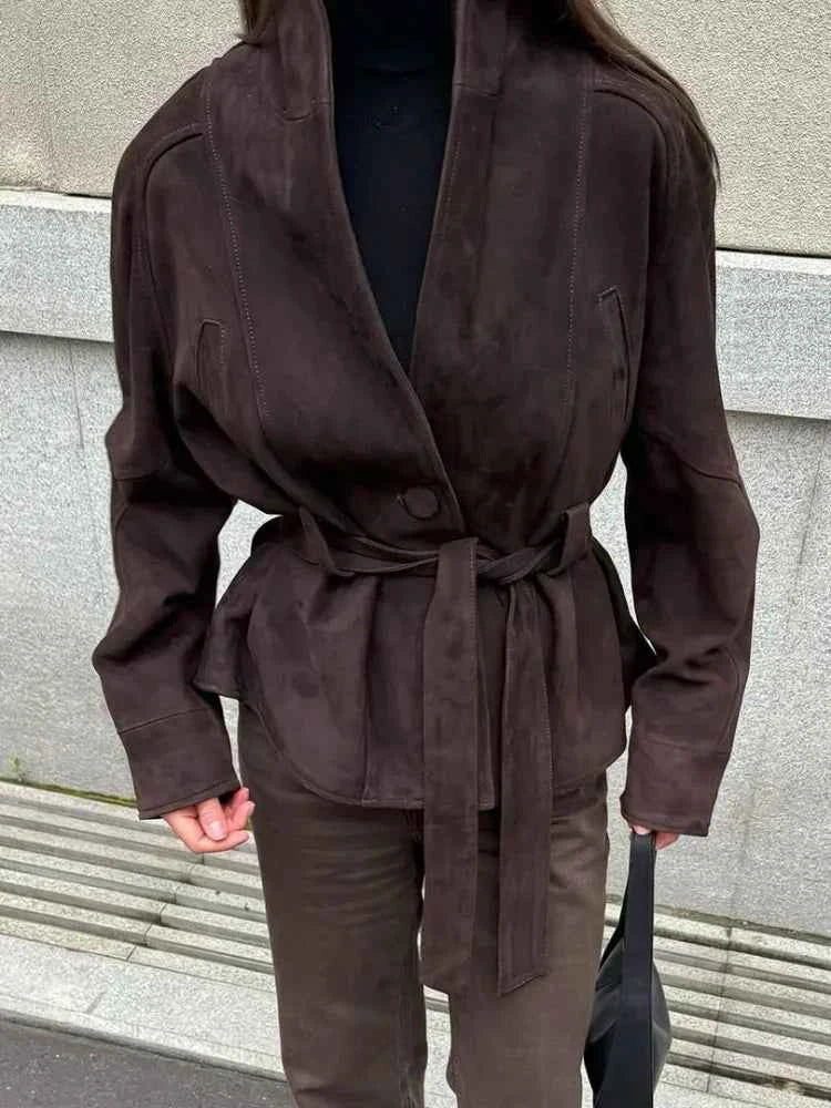 Brown Suede Leather Jackets Women