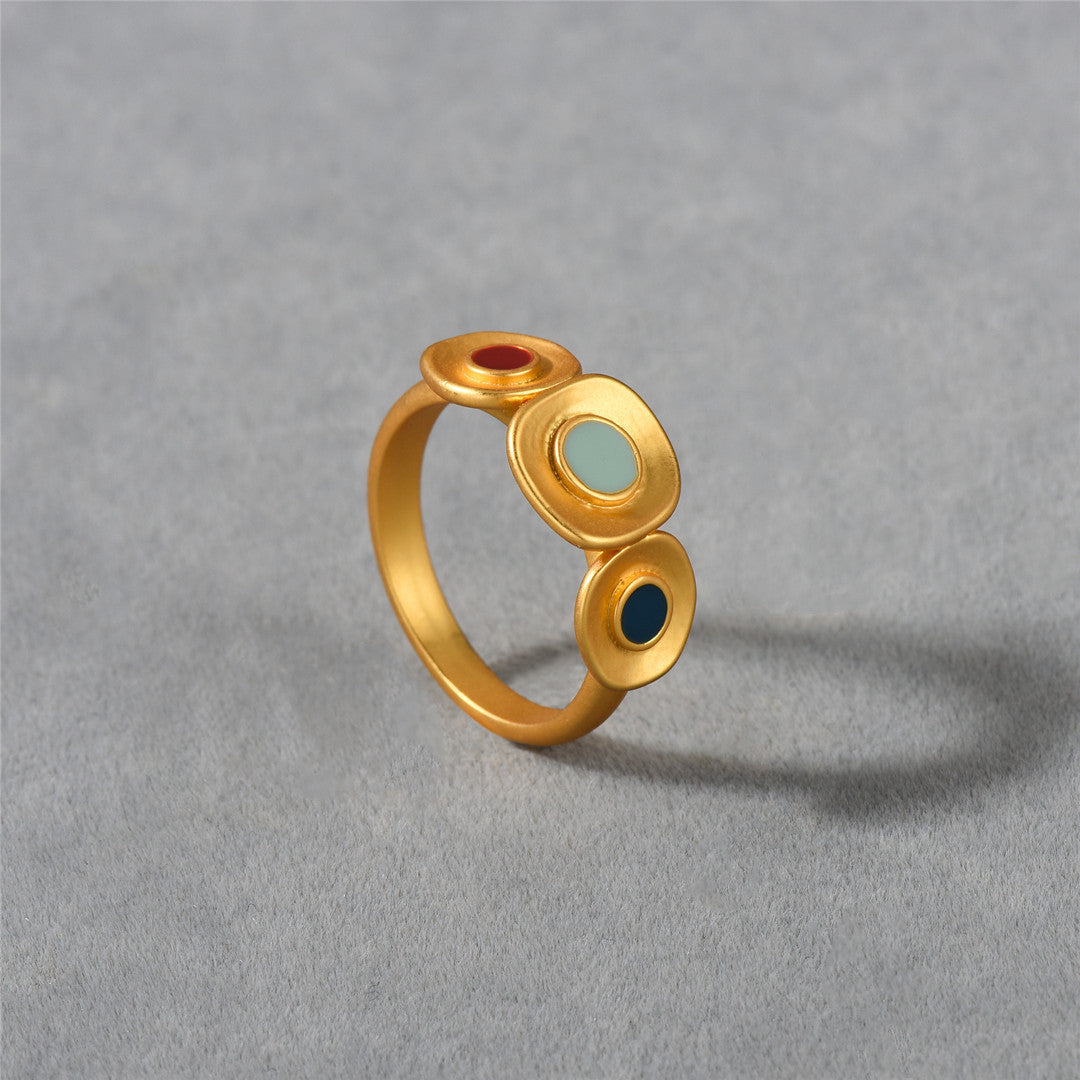 Brushed Matte Drip Glazed Ring - One Golden / No 7 - electronic accessories