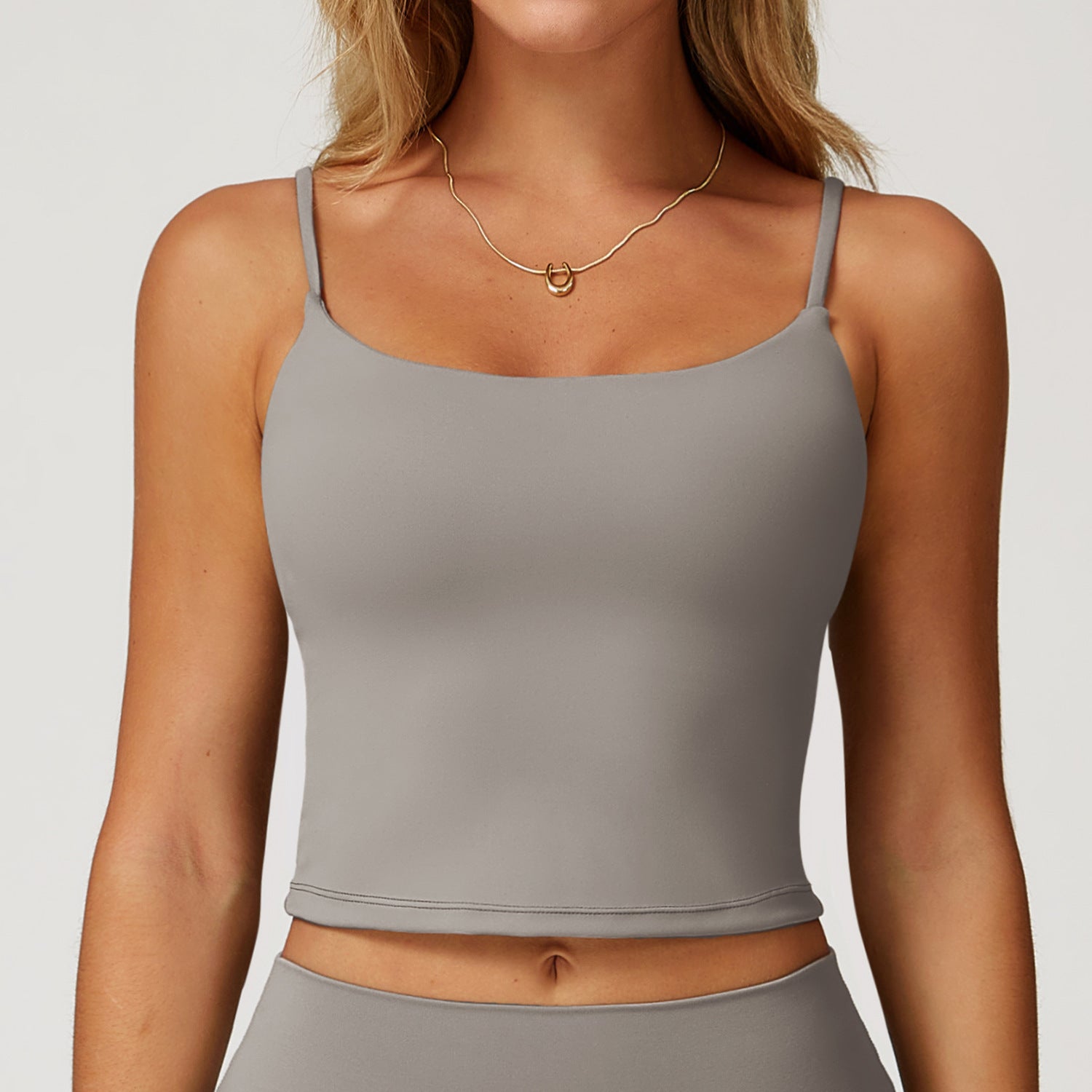 Brushed Yoga Vest Hollow Beauty Back Double-shoulder Strap Ladies - Frost Gray / L - Other