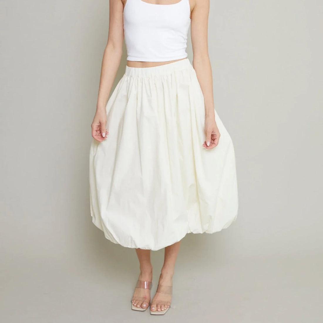 Bubble Skirt Women Elegant Elastic Waist