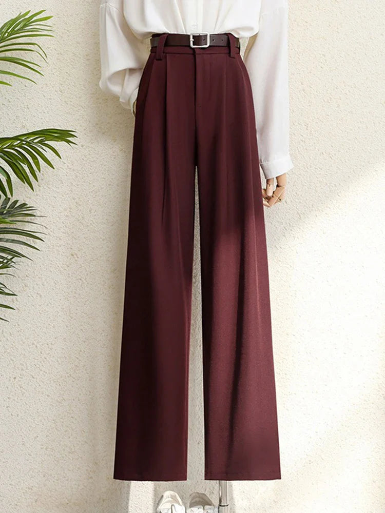 Burgundy Suits Pants for Women Office Lady Elegant - Other