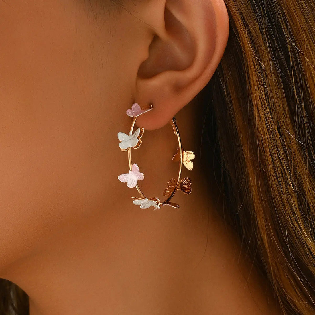 Butterfly Earrings Hollow Multi-layer Big Circle Ear Hook - electronic accessories