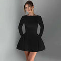 Button Backless Bodycon Short A-line Dress Women - 17668Ablack / S