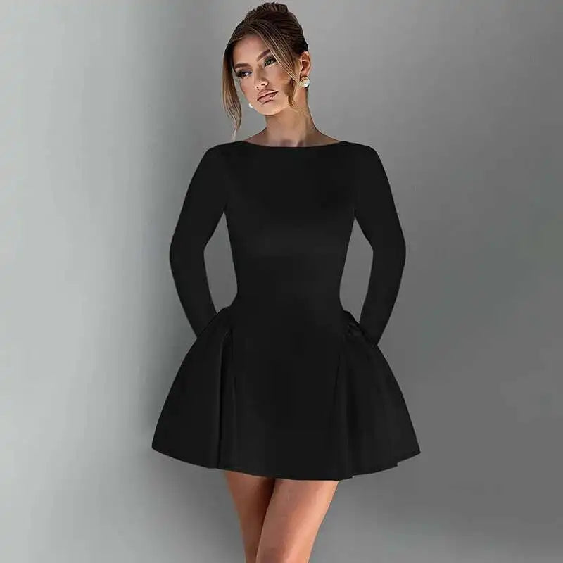 Button Backless Bodycon Short A-line Dress Women - 17668Ablack / S