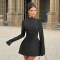 Button Backless Bodycon Short A-line Dress Women