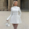 Button Backless Bodycon Short A-line Dress Women - DS198White / L