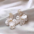 C- Ring Shell Tassel Delicate Earrings Women - Flower - electronic accessories