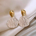 C- Ring Shell Tassel Delicate Earrings Women - Metal Texture - electronic accessories