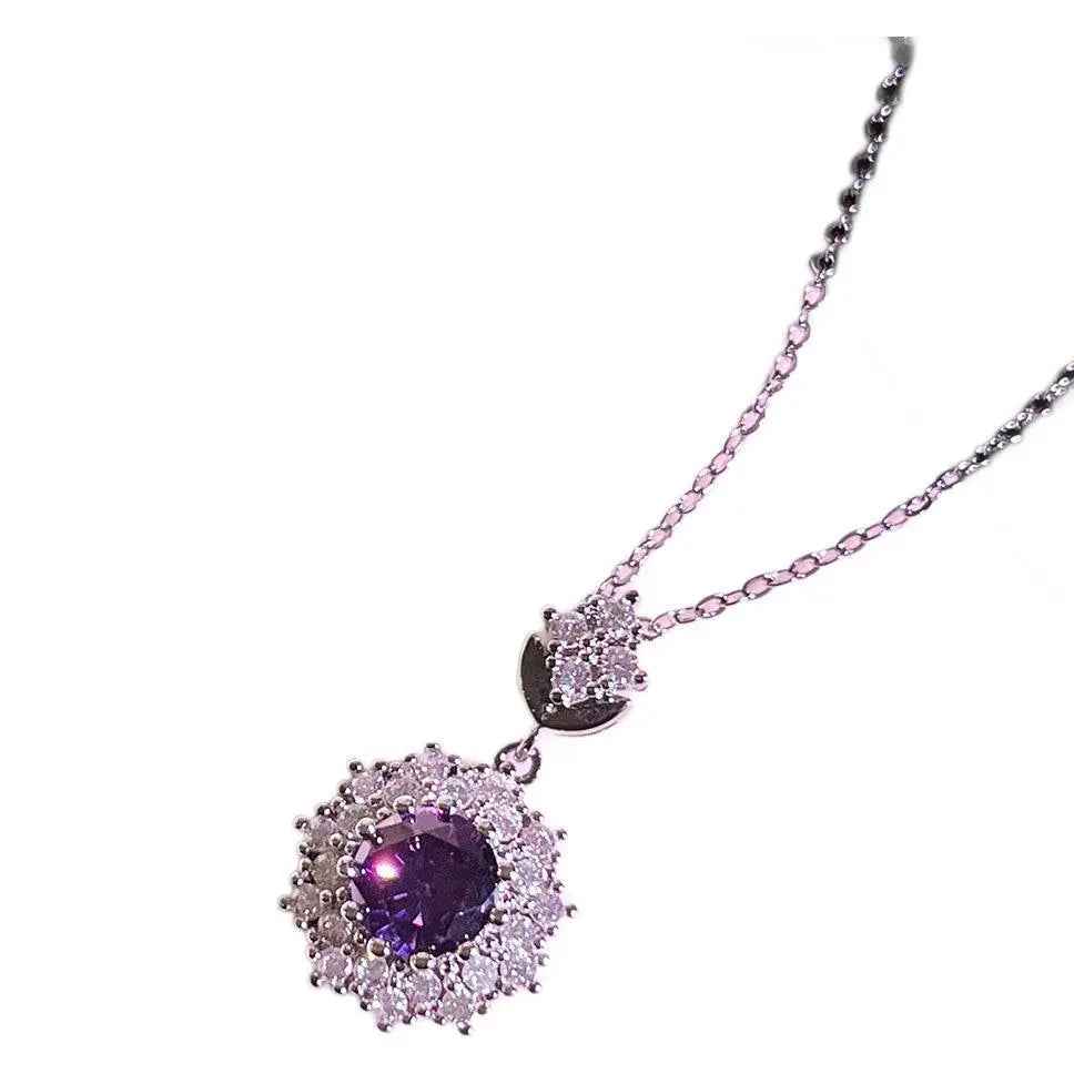 Amethyst Rings Pendants Stud Earrings Three-piece Set - Norellé